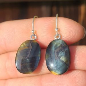Blue Tiger Eye 925 Earrings